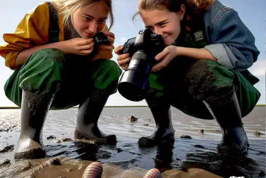 Un tema popular para la fotografía: los gusanos de arena (Foto: AI)